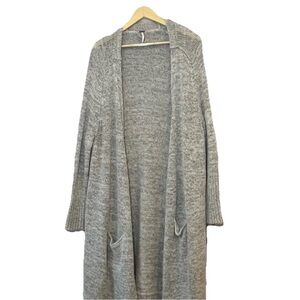 Free People Santa Cruz Alpaca Wool Blend Long Duster Cardigan XS Gray